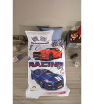 Clasy Tek Kişilik Pamuk Ranforce Nevresim Takımı Racing Drag Mavi