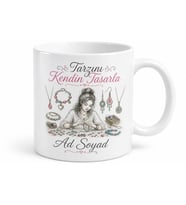 Boncuklar ve Takı Tasarımı Çizimli Şık Kadın Kupa Bardak Hediye