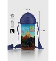 Renga Cosmo Lenticular Dinazor Desenli 415 ml Pipetli Askılı PP Çocuk Matara 912149 Mavi