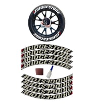 Bridgestone Otomobil Motosiklet 3D Araç Lastik Jant Yazısı Arma Sticker Şerit  Beyaz _ 8'Li Set