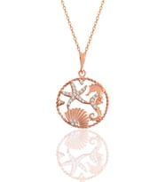 Söğütlü Silver Gümüş rose zirkon taşlı deniz şans kolye