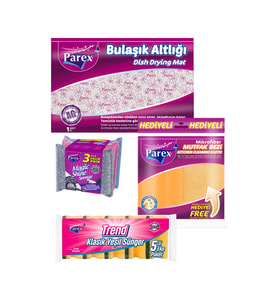 Magic Shine Sünger Klasik Sünger Bulaşık Altlığı ve Mutfak Bezi Paketi