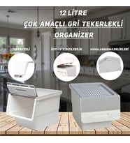Technow Motek MT06 Freebox 12 Litre Beyaz Gri Tekerlekli Tekli Organizer