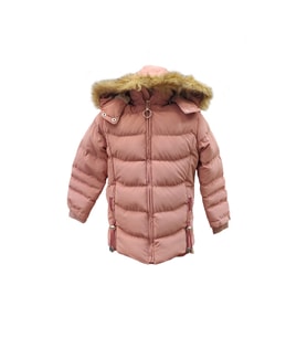 Life For Moda Kız Çocuk İçi Peluş Astarlı Çıkarılabilir Kapüşonlu Su Geçirmez Mont Kaban 3021 (Pudra)