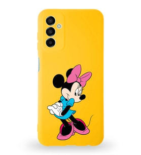 Samsung Galaxy M13 Uyumlu Lansman Kılıf Altı Kapalı İçi Kadife  Minnie Mouse-F Tasarımlı  Kapak (Şeffaf)
