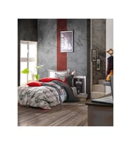 Cotton Box Genç Odası Tek Kişilik Nevresim Takımı Rock Kırmızı Lastikli Çarşaf