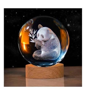 Sevimli Panda Renk Değiştiren Işıklı Cam Küre 6cm