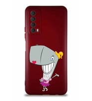 Huawei Y7A Soft Premier Kapak Pearl Yengeç Tasarımlı Silikon Kılıf - Mürdüm (Şeffaf)