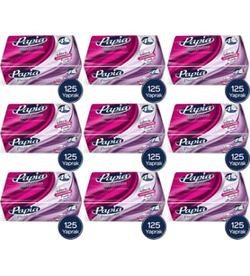 Papia Platinum Pratik Mendil 125 Yaprak (4 Katlı) 1125 Yaprak (9PK*125)