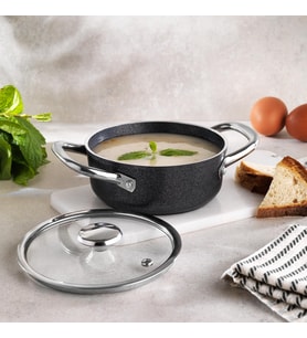 Lexroo Micro Mini 14 Cm Yanmaz Yapışmaz Basık Tencere-Antrasit