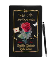 Sevgililer Gününe Özel Siyah Defter Kalem Seti 17