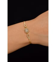 Zirkon Taşlı Gold 3 Sıra Baget Gümüş Bileklik