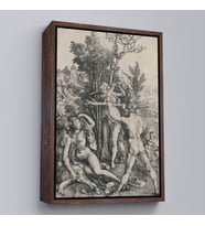 Çerçeveli Albrecht Dürer - Herkül Yol Ayrımında Tablo - Hercules at the Crossroads (Kahverengi)