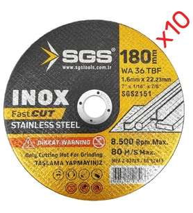 SGS2151 inox Metal Kesici Taş 180×1.6 10 Adet