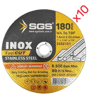SGS2151 inox Metal Kesici Taş 180×1.6 10 Adet