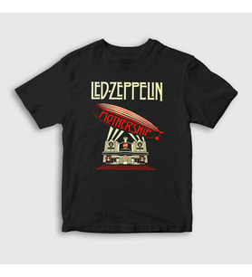 Presmono Unisex Çocuk Siyah Mothership Led Zeppelin T-Shirt 96222tt