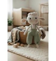 Kuzu Organik İlk Uyku Arkadaşım Yeşil 30 cm-Bebek hediyesi amigurumi oyuncak (Açık Yeşil)