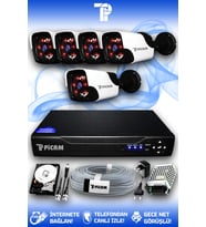 PICAM 5 Kameralı Panda 5 Dış Kamera Set 320 GB HDD Full HD Gece Görüşlü Güvenlik Kamerası Sistemi