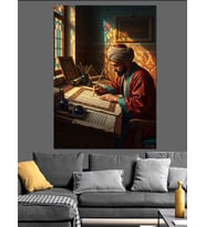 Osmanlı Alimi Kitap Yazma Sahnesi Dekoratif Kanvas - Mdf Ahşap Tablo