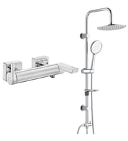 ECA İcon Banyo Bataryası+T-MAY Banyo Bostan Oval Tepe Duş Takımı Seti Paslanmaz  (Krom)