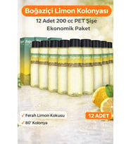 Boğaziçi Limon Kolonyası 200 cc PET Şişe 12 Adet 80° Limon Kokulu Kolonya Ekonomik Çoklu Paket