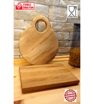 F&S WoodArt 2 li Set - Meşe ağacı - doğal ahşap - Lüks - kesme -sunum - et - ekmek - doğrama tahtası