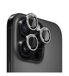 Microsonic Apple iPhone 16 Pro Tekli Diamond Taşlı Kamera Koruma Camı Siyah (Siyah)