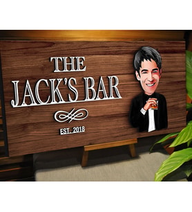 BK Gift Kişiye Özel Karikatürlü Kabartma Tasarım Ceviz Ahşap Bar Tabelası, Home Bar Tabela, Rustik Ev Dekorasyonu, Duvar Dekoru-3