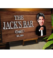 BK Gift Kişiye Özel Karikatürlü Kabartma Tasarım Ceviz Ahşap Bar Tabelası, Home Bar Tabela, Rustik Ev Dekorasyonu, Duvar Dekoru-3
