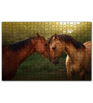 Cakapuzzle Yeşillikler ve Kahverengi At Çifti  Puzzle Yapboz MDF (Ahşap) (120 Parça)