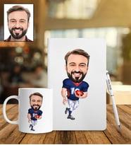 Kişiye Özel Amerikan Futbolu Tasarımlı Karikatür Defter Kalem Kupa Set 69