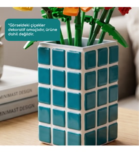 El Yapımı Mozaik Seramik Vazo Renkli Geometrik Desenli Vazo