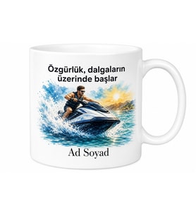 Jet Ski Temalı Baskılı Kupa Bardak Hediye Deniz Motoru Porselen Mug