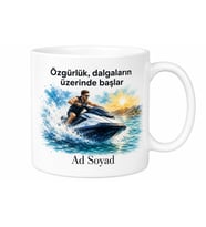 Jet Ski Temalı Baskılı Kupa Bardak Hediye Deniz Motoru Porselen Mug