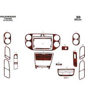Meriç® Volkswagen Tiguan Ön Torpido Kaplama Maun 20 Parça 2011-2015 (Maun)
