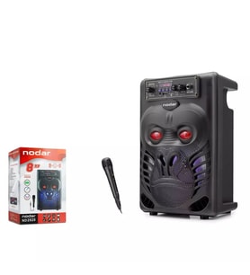 Nodar ND2820 8 İnç Bluetooth Karaoke Hoparlör - Kablolu Mikrofonlu RGB - Siyah