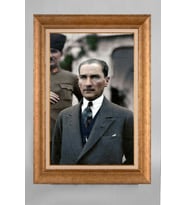 Altın Varaklı Paspartulu Çerçeveli Atatürk Tablo nt692
