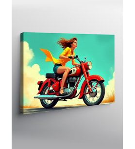 Kanvas Tablo Kırmızı Retro Motosiklet