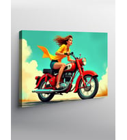Kanvas Tablo Kırmızı Retro Motosiklet