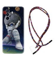 Huawei Nova Y70 Y90 Nova 9 SE  Kılıf Boyun Asklı Rasta Silikon Astronot ve Dünya 1759