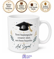 Kişiye Özel Mezun Arkadaşa Baskılı Kupa Bardak Mezuniyet Hediye