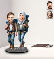 Kişiye Özel Sevgili Tasarımlı Karikatür İki Katmanlı Ahşap Biblo Model-47