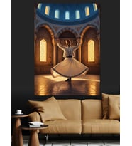 Cami İçinde Semazen Dansı Dekoratif Kanvas - Mdf Ahşap Tablo
