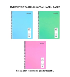 TEXT Pastel Defter A4 80 Yaprak Kareli 3 Adet