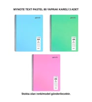 TEXT Pastel Defter A4 80 Yaprak Kareli 3 Adet