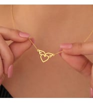 Kişiye Özel 925 Ayar Gümüş Minimal Kalp Kolye (Gold)