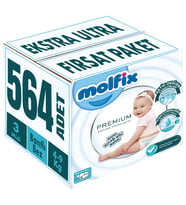 Molfix Premium Bebek Bezi 3 Beden 4-9 KG Midi 564 Adet Ekstra Ultra Fırsat Pk