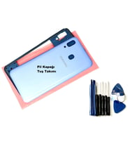 Tkgz Samsung Galaxy A30 (A305) FULL KASA Arka Pil Batarya Kapağı (TAMİR SETİ) MAVİ