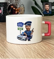 Kişiye Özel Kişiye Özel Karikatürlü Erkek Polis Lüks Fincan Polisler Günü Hediyesi