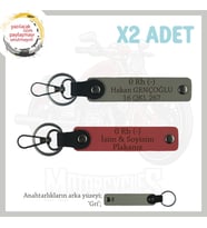 Hız Aşıkları İçin Özel, İsim Plaka ve 0 Rh (-) Kan Grubu Yazılı x2 Anahtarlık, Nar Çiçeği-Kül Gri-Gr (Çok Renkli)